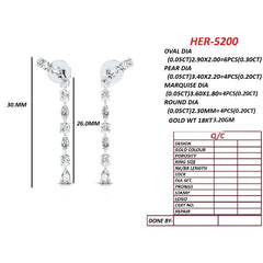 0.90 CT Multi Shape Diamond Line Drop Earrings