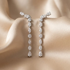 0.90 CT Multi Shape Diamond Line Drop Earrings