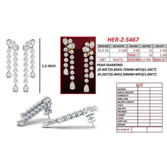 4.58 CT Pear & Round Diamond Double Strand Drop Earrings
