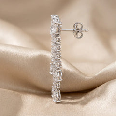 4.58 CT Pear & Round Diamond Double Strand Drop Earrings