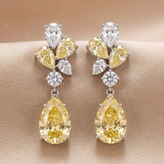8.70 CT Pear & Round-Cut Dangle Earrings