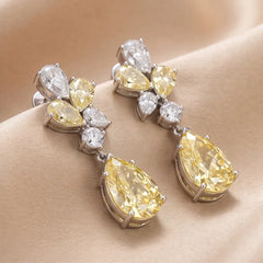 8.70 CT Pear & Round-Cut Dangle Earrings