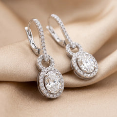 1.91 CT Round & Oval Diamond Drop Earrings