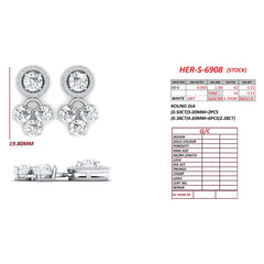 3.49 CT Round Diamond Halo Trio Drop Earrings