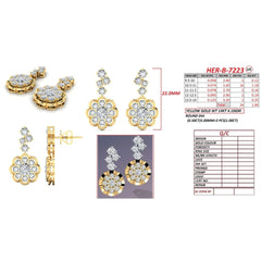 2.9 CT Round Diamond Floral Dangle Earring