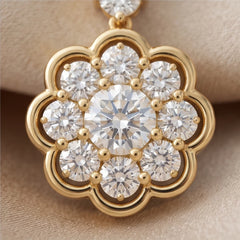 2.9 CT Round Diamond Floral Dangle Earring