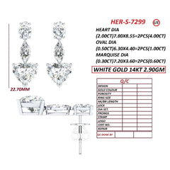 5.6 CT Heart, Oval & Marquise  Diamond Drop Earrings