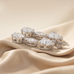 5.6 CT Heart, Oval & Marquise  Diamond Drop Earrings