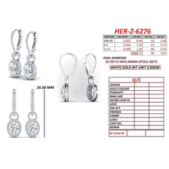1.91 CT Oval & Round Diamond Halo Drop Earrings