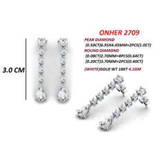 2.04 CT Pear & Round Diamond Drop Earrings