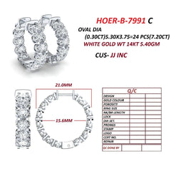 7.20 CT Oval Diamond Hoop Earring