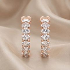 3.36 CT Oval Diamond Hoop Earring
