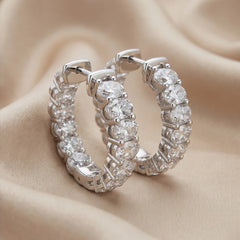 3.36 CT Oval Diamond Hoop Earring