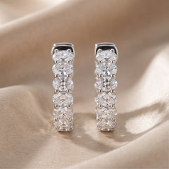 3.36 CT Oval Diamond Hoop Earrings