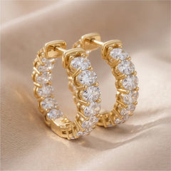 3.36 CT Oval Diamond Hoop Earring