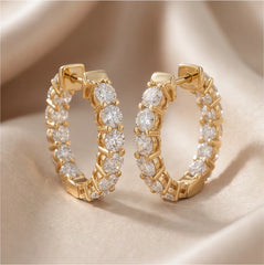 5.20 CT Oval Diamond Hoop Earrings