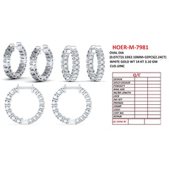 2.24 CT Oval Diamond Hoop Earrings