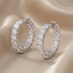 2.24 CT Oval Diamond Hoop Earrings