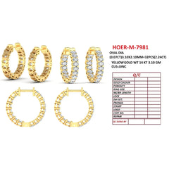 2.24 CT Oval Diamond Hoop Earrings