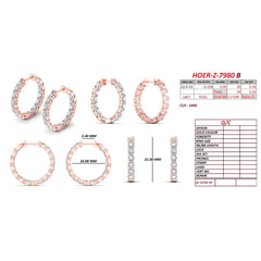3.24 CT Round Diamond Hoop Earring