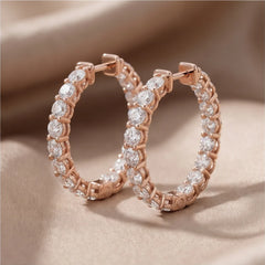 3.24 CT Round Diamond Hoop Earring