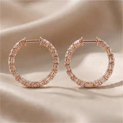 3.24 CT Round Diamond Hoop Earrings