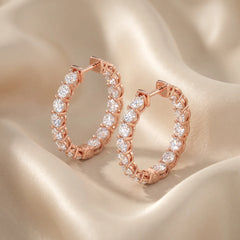 3.24 CT Round Diamond Hoop Earrings