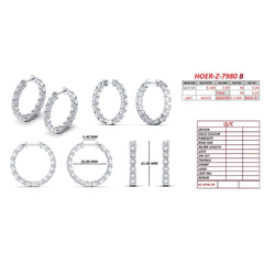 3.24 CT Round Diamond Hoop Earrings