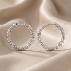 3.24 CT Round Diamond Hoop Earrings