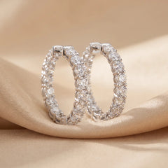 3.24 CT Round Diamond Hoop Earrings