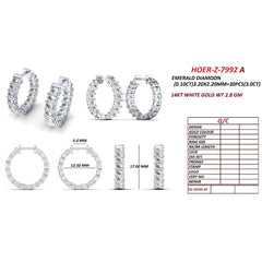 3 CT Emerald-Cut Diamond Hoop Earrings