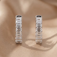 3 CT Emerald-Cut Diamond Hoop Earrings