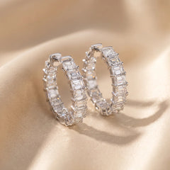 3 CT Emerald-Cut Diamond Hoop Earrings