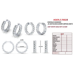 5 CT Emerald-cut Diamond Hoop Earrings