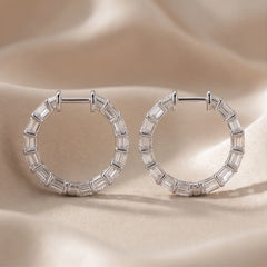5 CT Emerald-cut Diamond Hoop Earrings