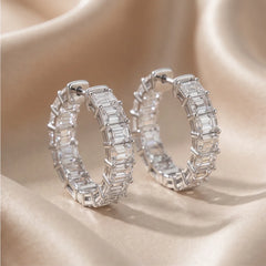 5 CT Emerald-cut Diamond Hoop Earrings