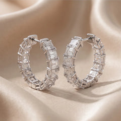 5 CT Emerald-cut Diamond Hoop Earrings