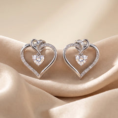 2.57 CT Open Heart with Dangling Diamond Earrings