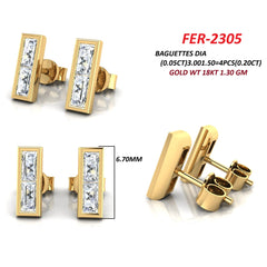 0.20 CT Framed Baguette Diamond Studs