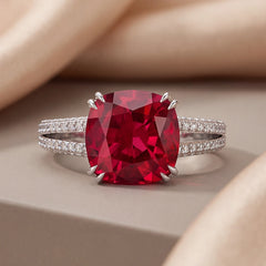 6.89 CT Cushion Green Stone Solitaire Ring
