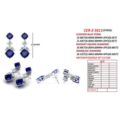 8.4 CT Cushion Sapphire Drop Earrings