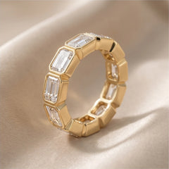 4.20 CT East-West Emerald-cut Diamond Full Eternity Ring