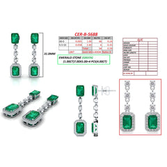 4.59 CT Emerald & Diamond Halo Drop Earrings