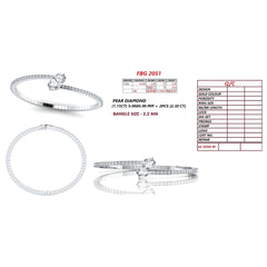 4.93 CT Pear Diamond Bypass Bangle