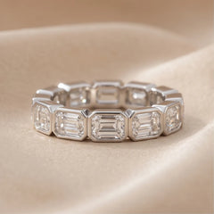 4.20 CT East-West Emerald-cut Diamond Full Eternity Ring