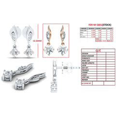 0.35 CT Round Diamond Solitaire Leaf Drop Earrings