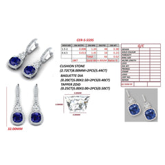 6.96 CT Cushion Sapphire Halo Huggie Hoop Earrings