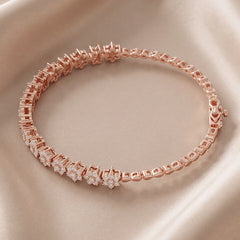 1.90 CT Diamond Floral Cluster Line Bracelet
