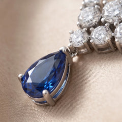 5.46 CT Sapphire & Diamond Cluster Drop Earrings with Pear Accents