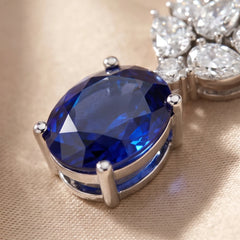 8.18 CT Oval Sapphire Cluster Drop Earrings